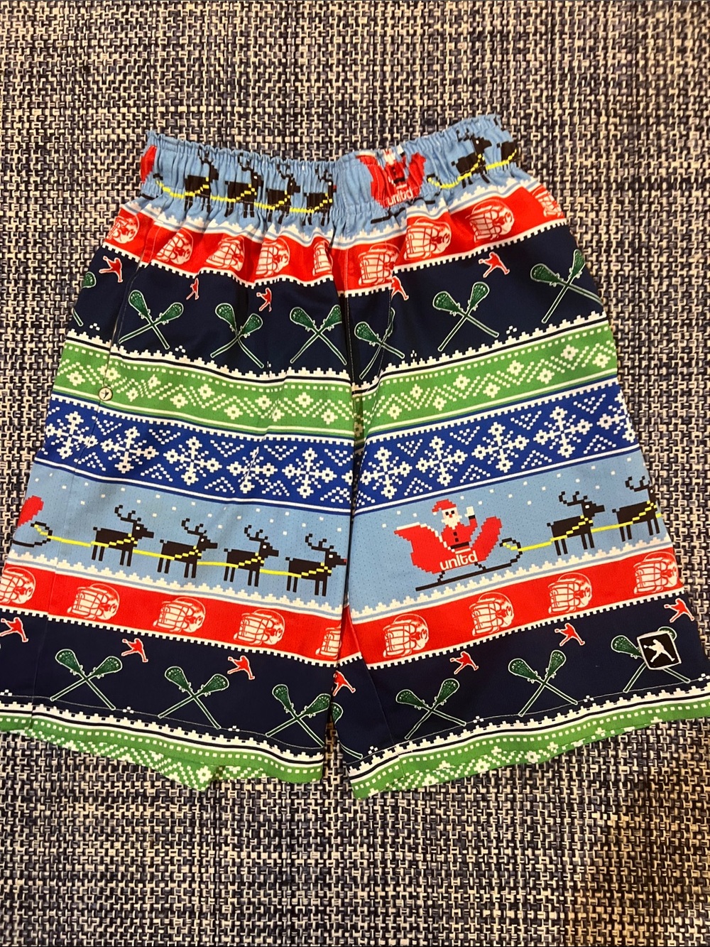 Lax unlimited Holiday Graphic Swim Shorts with Reindeer & Santa